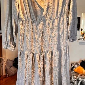 Zara Gray Embroidered Dress